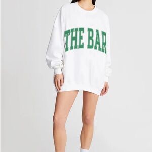 The Bar Varsity Sweatshirt White with Green Lettering Size XL